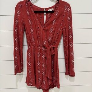 Miami Terracotta Patterned Long Sleeve Dress